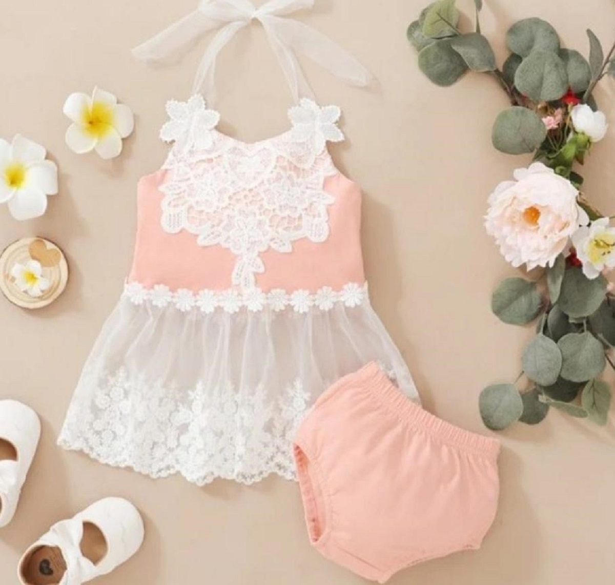 PATPAT BABY GIRL 2PIECE FLORAL EMBROIDERED LACE BABY SET 36 M