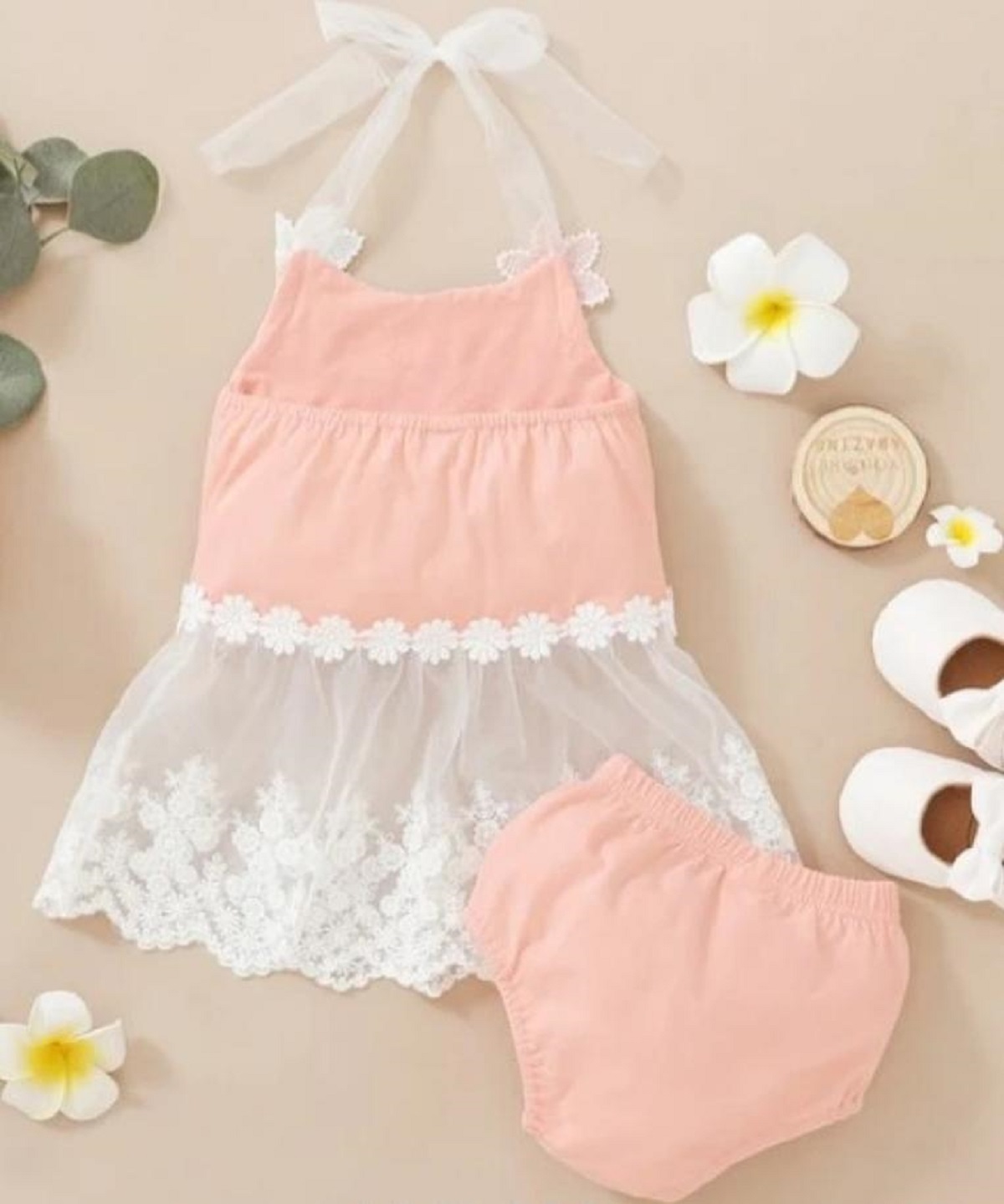 PATPAT BABY GIRL 2PIECE FLORAL EMBROIDERED LACE BABY SET 36 M