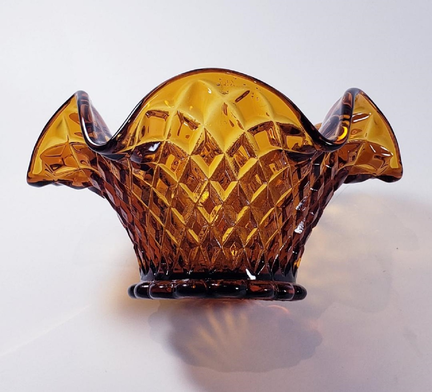 VTG Amber Hand Blown Art Glass Dish/Bowl Property Room