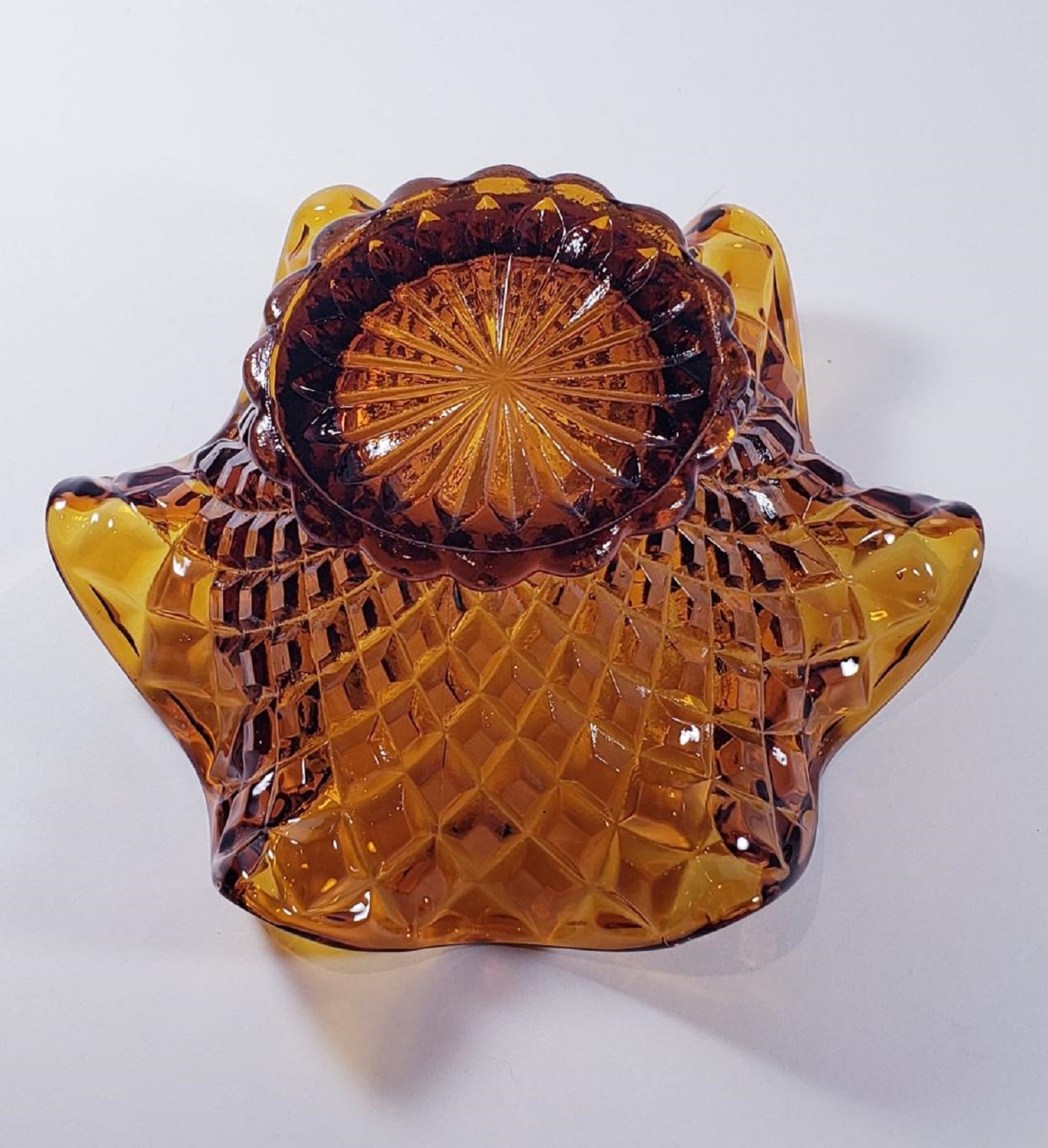 VTG Amber Hand Blown Art Glass Dish/Bowl Property Room