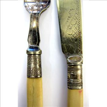 Vintage 1930's Fish Cutlery Set of 6 - French Ivory on Handles