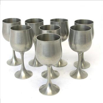Vintage Set of 8 Pewter Goblets 