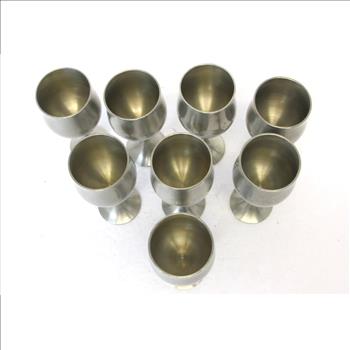 Vintage Set of 8 Pewter Goblets 