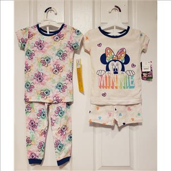NWT Disney Junior Minnie 2 Sets Shorts & Long Pants Pajama Set Sz 3T Girls