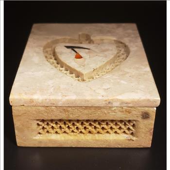 Natural Marble Stone Sea Shell Inlay Trinket Box Made in India