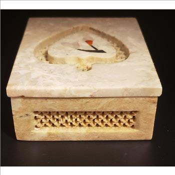 Natural Marble Stone Sea Shell Inlay Trinket Box Made in India