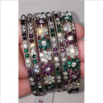 NWT Set of 6 Zari and Zevar Colorful CZ Bangles