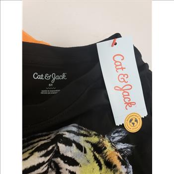 Cat & Jack, New 2 Piece Black Lion Shirt Elastic Waistband Orange Shorts Sz 5T Boys