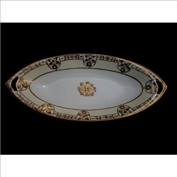 Antique Nippon Japan Hand Painted Porcelain Oval Dish