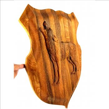 Handcrafted Carved Wooden Wolf Plaque