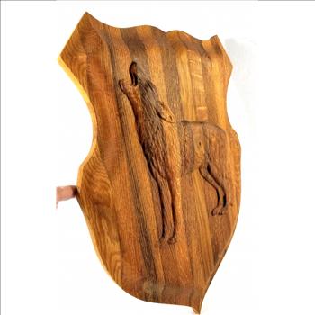 Handcrafted Carved Wooden Wolf Plaque