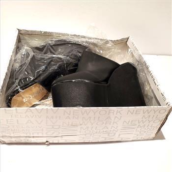 Women Wedge High Heel Platform Mules Closed Toe Slingback Sandals Clog Shoes Black Size 38