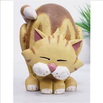 Hand Painted Ceramic Arched Back Pose Orange Tabby Cat Figurine 5