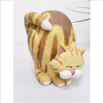 Hand Painted Ceramic Arched Back Pose Orange Tabby Cat Figurine 5