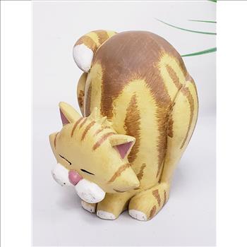 Hand Painted Ceramic Arched Back Pose Orange Tabby Cat Figurine 5