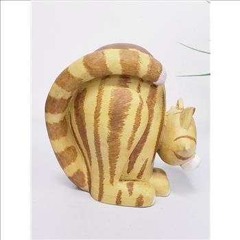 Hand Painted Ceramic Arched Back Pose Orange Tabby Cat Figurine 5
