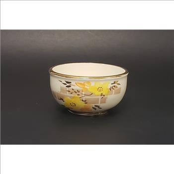 Vintage Sadler Pottery Made in England Hand Painted Yellow Floral Gilded Creamer and Sugar Bowl Set
