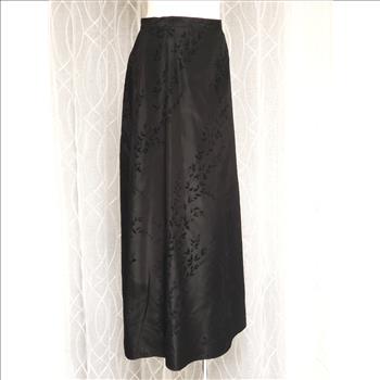 Vtg Laura Black Brocade Foliage Textured A-Line Womens Maxi Skirt Sz 12, Canada