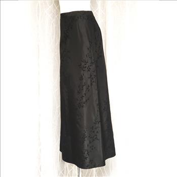 Vtg Laura Black Brocade Foliage Textured A-Line Womens Maxi Skirt Sz 12, Canada