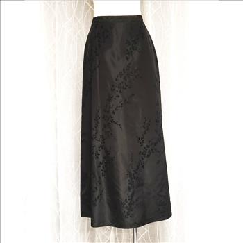 Vtg Laura Black Brocade Foliage Textured A-Line Womens Maxi Skirt Sz 12, Canada