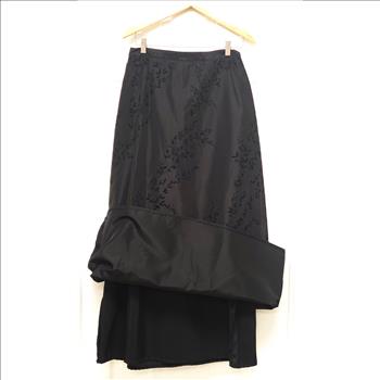 Vtg Laura Black Brocade Foliage Textured A-Line Womens Maxi Skirt Sz 12, Canada
