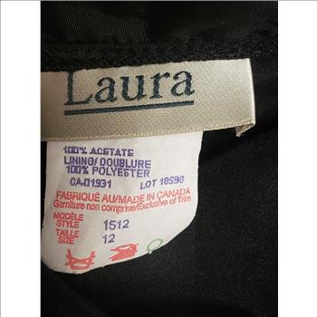 Vtg Laura Black Brocade Foliage Textured A-Line Womens Maxi Skirt Sz 12, Canada