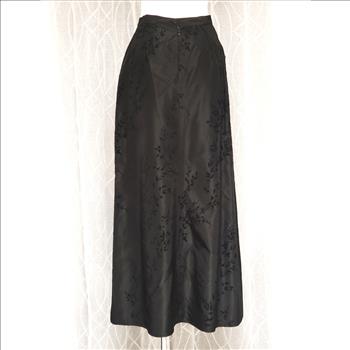 Vtg Laura Black Brocade Foliage Textured A-Line Womens Maxi Skirt Sz 12, Canada