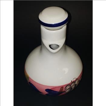 VTG Aurora Italian Hand Painted Hearts-Grapes Lidded Ceramic Vinegar/Oil CruetImport listing