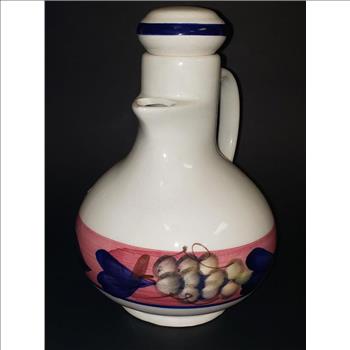 VTG Aurora Italian Hand Painted Hearts-Grapes Lidded Ceramic Vinegar/Oil CruetImport listing