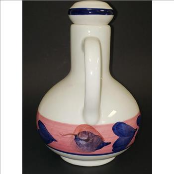 VTG Aurora Italian Hand Painted Hearts-Grapes Lidded Ceramic Vinegar/Oil CruetImport listing