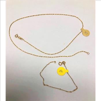 10Kt Gold Necklace & Bracelet Italy