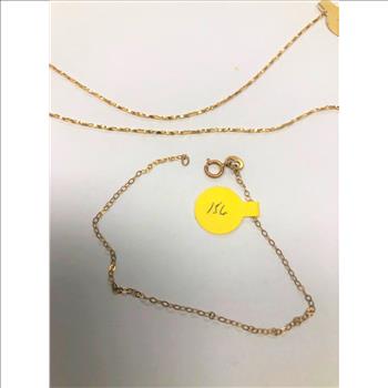 10Kt Gold Necklace & Bracelet Italy