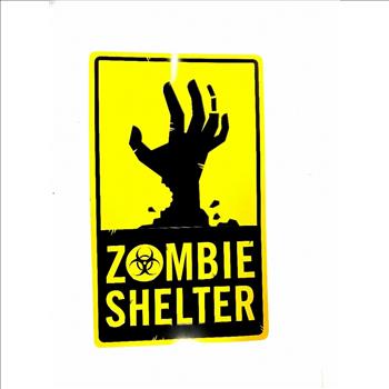 Large Zombie Shelter Metal Sign