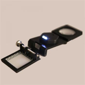 8X 24mm Fold Texture Magnifier Magnifying Glass with Led Scale Pointer
