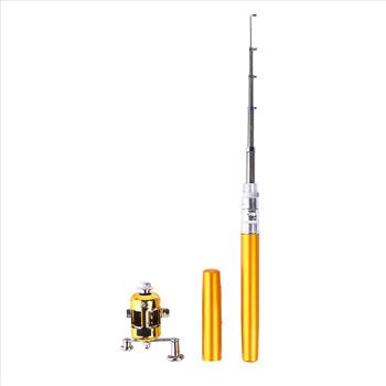 Mini Light Portable Pocket Fish Pen Aluminum Alloy Fishing Rod Pole w/Reel Combo