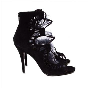 Ladies Zip Suede Stiletto Ankle Strap Sandals Size 8