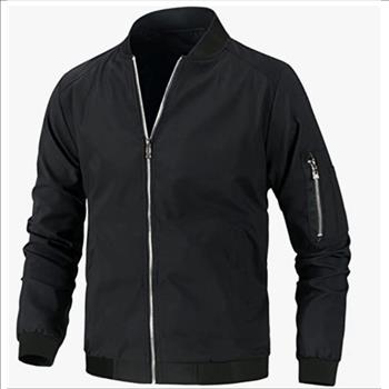 New, Men Black Lightweight Bomber Jacket Size Medium