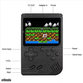 Yellow Handheld Game Console w 400 Classic Games