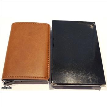 Credit Card Holder RFID Secure Metal And Leather Brown Wallet