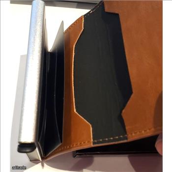 Credit Card Holder RFID Secure Metal And Leather Brown Wallet