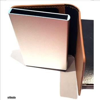 Credit Card Holder RFID Secure Metal And Leather Brown Wallet