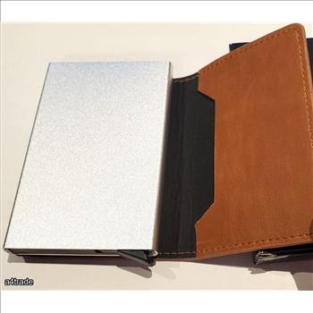 Credit Card Holder RFID Secure Metal And Leather Brown Wallet