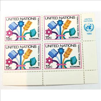 United Nations Stamps Set of 4 Blocks of 4 Stamps