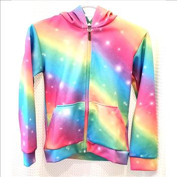Girl's Ty Dye Unicorn Costume Full Zip Hoodie Jacket Size S