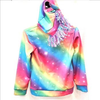 Girl's Ty Dye Unicorn Costume Full Zip Hoodie Jacket Size S