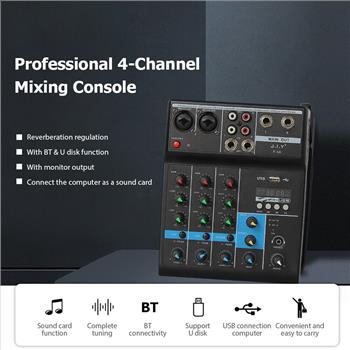 J.I.Y Professional 4-Channel Mixing Console USB Mixer with Sound X7V1