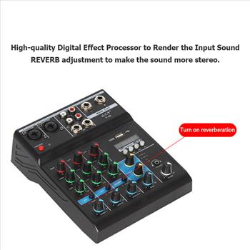 J.I.Y Professional 4-Channel Mixing Console USB Mixer with Sound X7V1