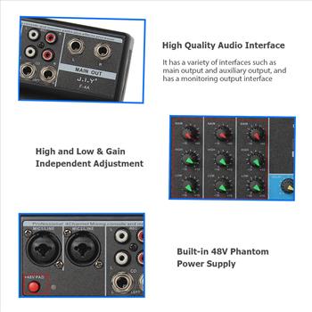 J.I.Y Professional 4-Channel Mixing Console USB Mixer with Sound X7V1