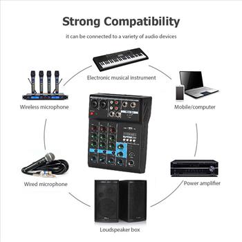 J.I.Y Professional 4-Channel Mixing Console USB Mixer with Sound X7V1