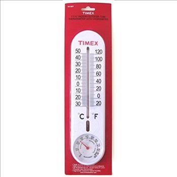 Timex 11.5in Indoor/Outdoor Tube Thermometer with Hygrometer Outdoor Thermometer - NEW
